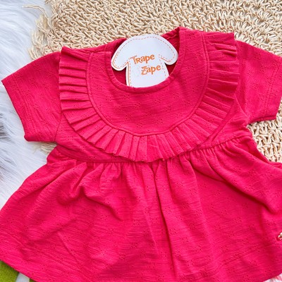 Conj. Batinha em Lese e Short Xadrez - Cereja